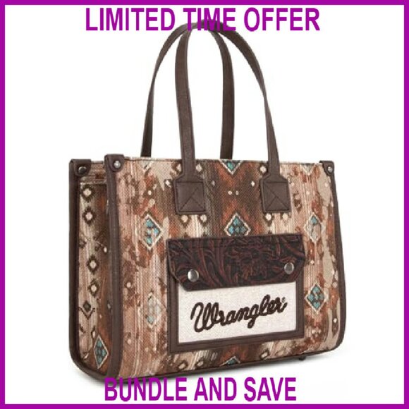 Aztec Tote Bag with Zipper Closure, Floral Design, 11x8.8x4.5 Inches